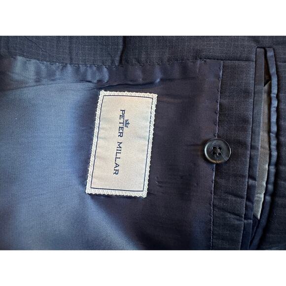 Peter Millar mens two piece wool suit 46R navy check - Picture 8 of 9